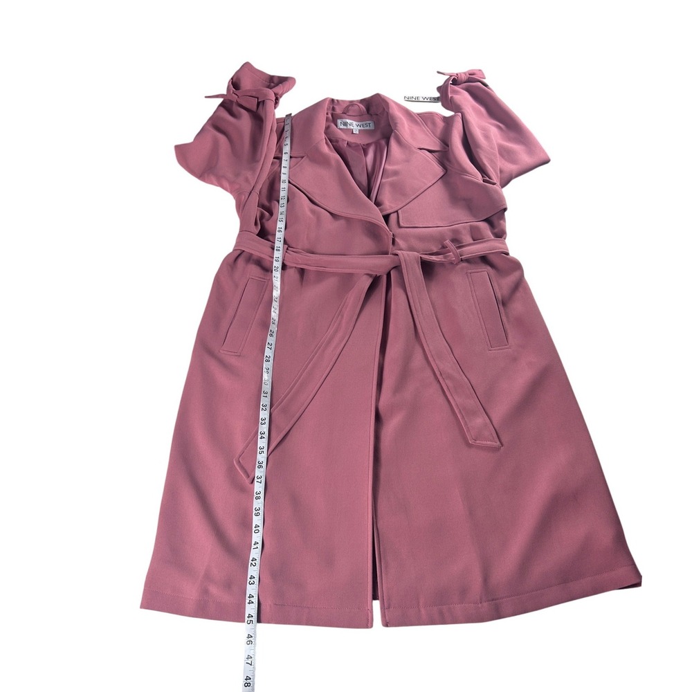 NINE WEST Women Rose Tie Sleeve Trench Coat Double Breasted Belted Midi 2XL NEW - Picture 5 of 11